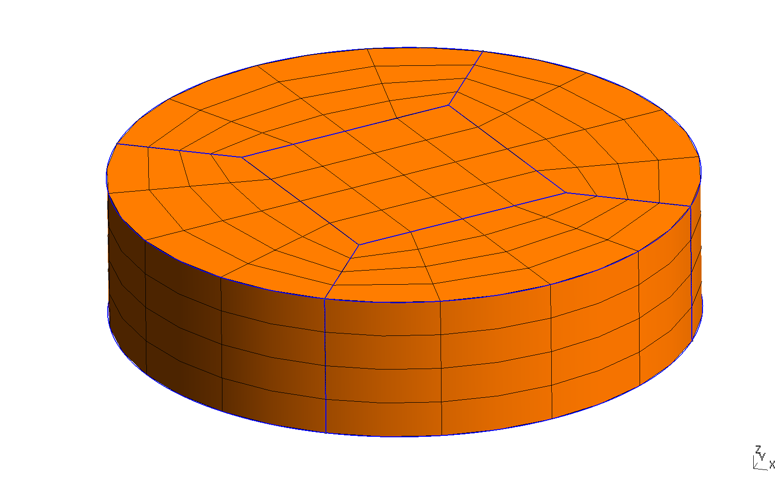 3D mesh of the upper half of the Veeder problem