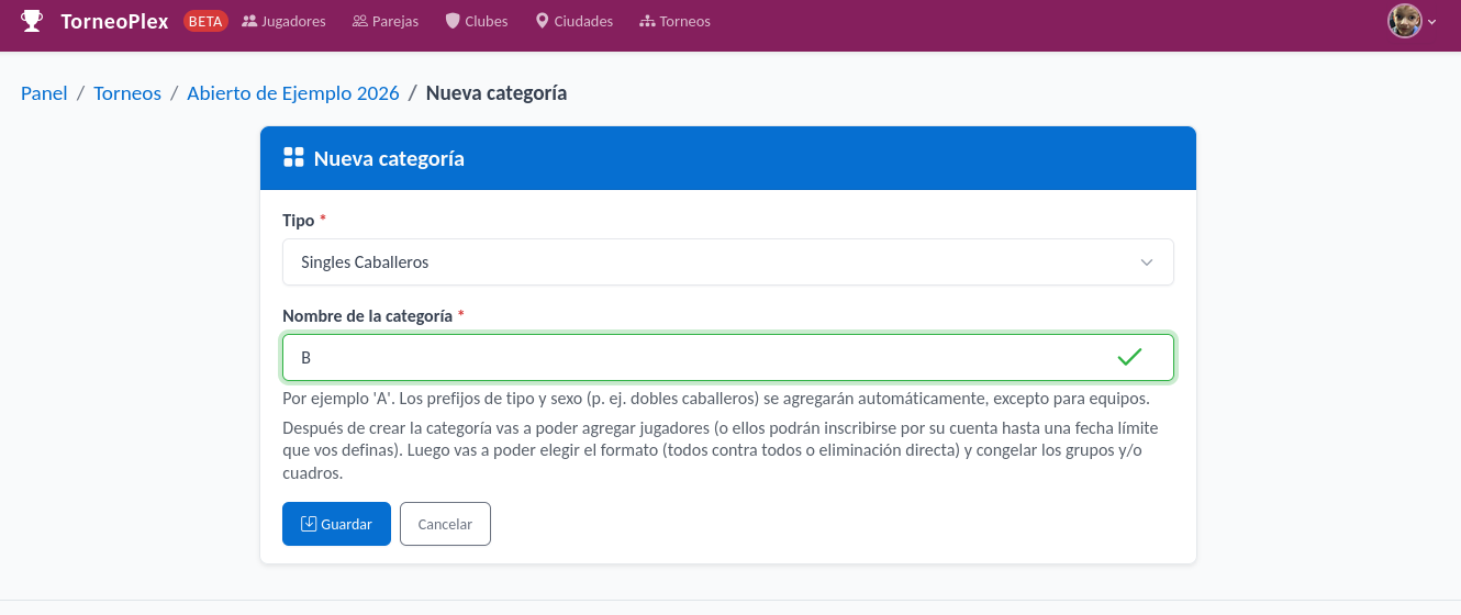 Formulario crear categoria